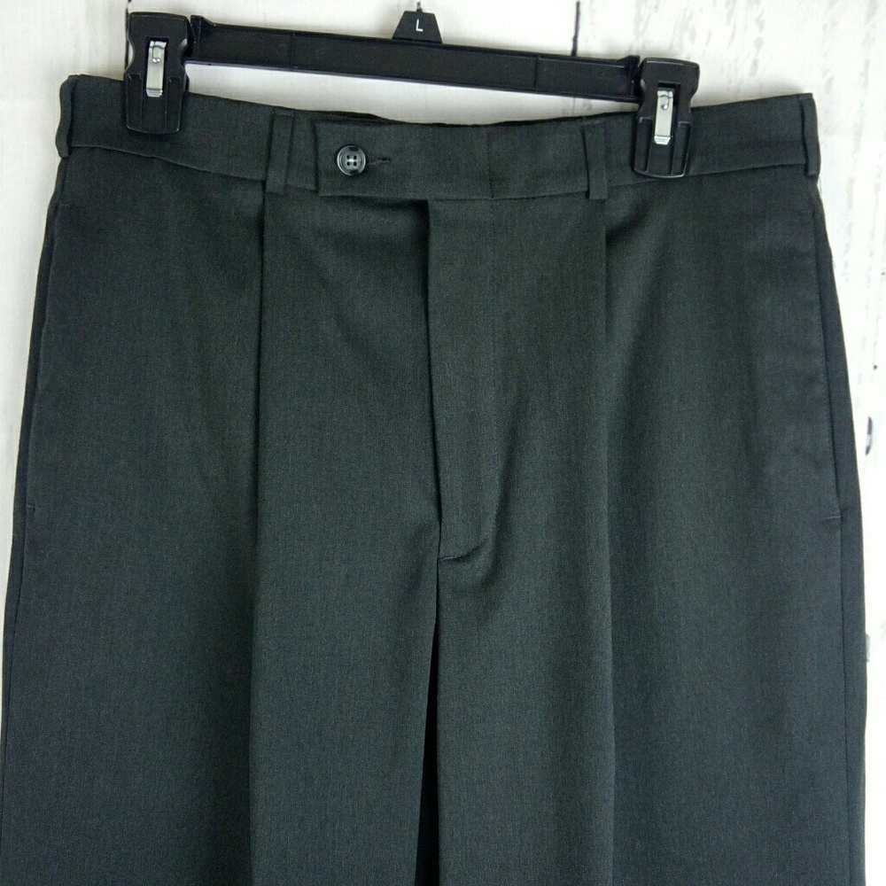 Slates Stretch Dark Gray Pleated Pants